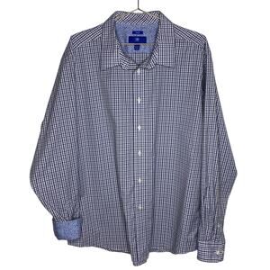 Egara Mens Size XXL Purple Gray Plaid Dress Shirt‎ Non Iron Slim Fit Button Up